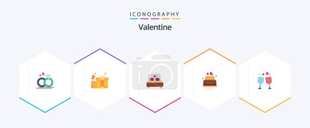 Téléchargez les illustrations : Valentine 25 Flat icon pack including love. love. gift. day. valentine - en licence libre de droit