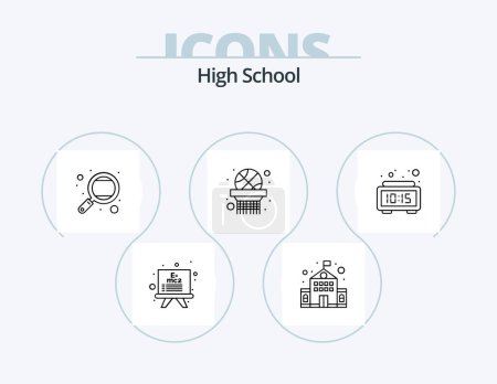 Illustration for High School Line Icon Pack 5 Icon Design. presentation. drawing. education. crayons. box - Royalty Free Image