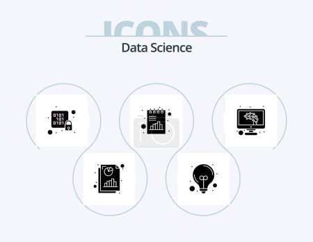Téléchargez les illustrations : Data Science Glyph Icon Pack 5 Icon Design. chart. document. database. analytics. server - en licence libre de droit