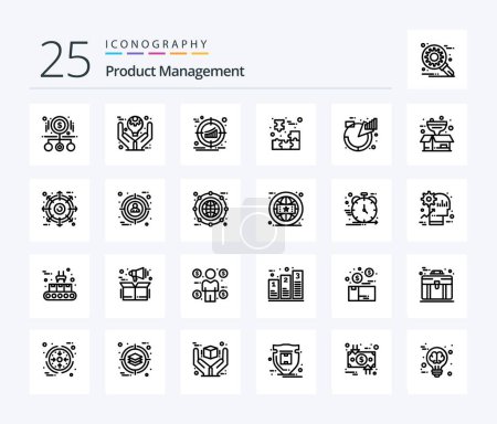 Illustration for Product Management 25 Line icon pack including customer. box. product. strategy. marketing - Royalty Free Image
