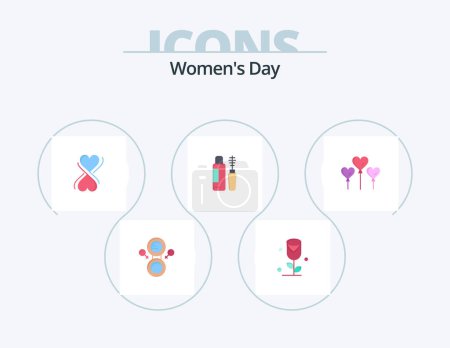 Ilustración de Womens Day Flat Icon Pack 5 Icon Design. day. women. love. typography. heart - Imagen libre de derechos