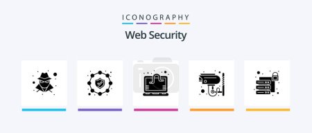 Ilustración de Paquete de iconos de Web Security Glyph 5 incluido. seguridad. gusano informático. base de datos. seguridad. Diseño de iconos creativos - Imagen libre de derechos