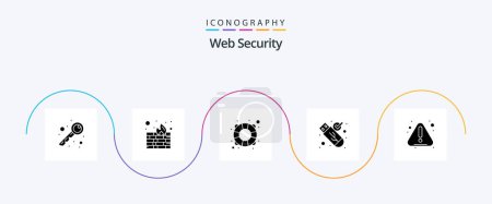 Illustration for Web Security Glyph 5 Icon Pack Including . notice. support. error. usb - Royalty Free Image