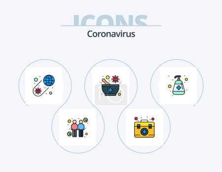 Illustration for Coronavirus Line Filled Icon Pack 5 Icon Design. platelets. blood virus. virus. blood. disease - Royalty Free Image