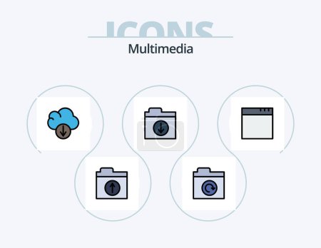 Ilustración de Multimedia Line Filled Icon Pack 5 Icon Design. . . storage. star. favorite - Imagen libre de derechos