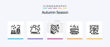 Téléchargez les illustrations : Autumn Line 5 Icon Pack Including food. hot. healthy. bowl. jam. Creative Icons Design - en licence libre de droit