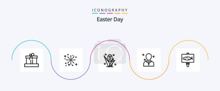 Ilustración de Paquete de iconos de Easter Line 5 incluyendo huevo. Predicador. hierba. Hombre. iglesia - Imagen libre de derechos