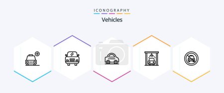 Illustration for Vehicles 25 Line icon pack including . off. van. no. car - Royalty Free Image