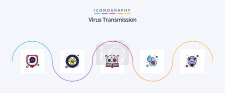 Ilustración de Línea de transmisión de virus llenó el paquete plano del icono 5 incluyendo el gas. fiebre. educación. dengue. sangre - Imagen libre de derechos