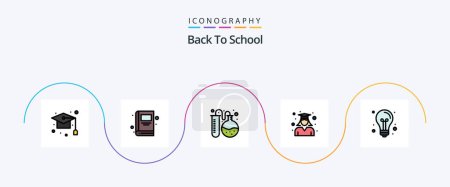 Illustration for Back To School Line Filled Flat 5 Icon Pack Including back to school. school. lab. graduation. education - Royalty Free Image