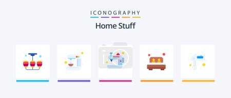 Illustration for Home Stuff Flat 5 Icon Pack Including kitchen. bed room. appliance. room. bed. Creative Icons Design - Royalty Free Image