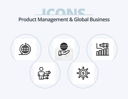 Illustration for Product Managment And Global Business Line Icon Pack 5 Icon Design. business. global. strategic. forum. marketing - Royalty Free Image