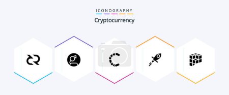 Illustration for Cryptocurrency 25 Glyph icon pack including lumens . crypto currency. coin . crypto . chain coin - Royalty Free Image