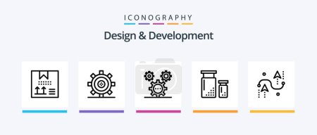 Ilustración de Diseño y desarrollo de la línea 5 paquete de iconos incluyendo. ideas. Programación. diseño. Diseño de iconos creativos - Imagen libre de derechos