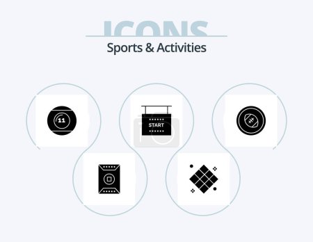 Ilustración de Sports and Activities Glyph Icon Pack 5 Icon Design. races. flag. play. sports. game - Imagen libre de derechos