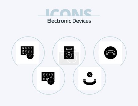 Ilustración de Devices Glyph Icon Pack 5 Icon Design. turntable. products. computers. electronics. keyboard - Imagen libre de derechos
