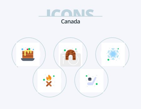 Téléchargez les illustrations : Canada Flat Icon Pack 5 Icon Design. snow. hotel. cake. glace. canada - en licence libre de droit
