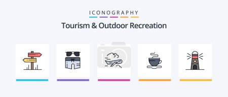 Illustration for Tourism And Outdoor Recreation Line Filled 5 Icon Pack Including landmark. picture. beach. vessel. ship. Creative Icons Design - Royalty Free Image