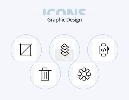 Ilustración de Design Line Icon Pack 5 Icon Design. .. ancla. liderando - Imagen libre de derechos
