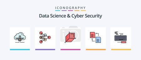 Illustration for Data Science And Cyber Security Line Filled 5 Icon Pack Including global. graph. data. shart. computer. Creative Icons Design - Royalty Free Image