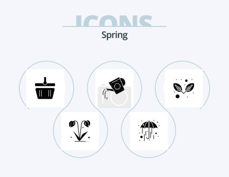 Illustration for Spring Glyph Icon Pack 5 Icon Design. nature. water. cart. tank. beverage - Royalty Free Image