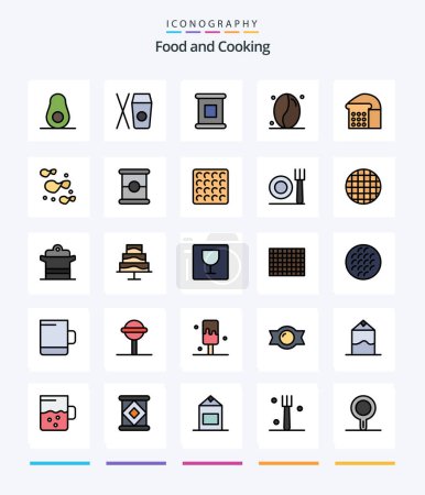Téléchargez les illustrations : Creative Food 25 Line FIlled icon pack  Such As potato. chips. preserves. loaf. bread - en licence libre de droit