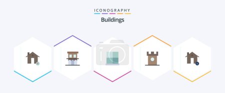 Illustration for Buildings 25 Flat icon pack including dessert. ancient. property. home door. gate - Royalty Free Image