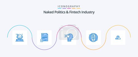 Ilustración de Naked Politics And Fintech Industry Blue 5 Icon Pack Incluye criptomoneda. bitcoin. documento. futuro del dinero. seguridad - Imagen libre de derechos