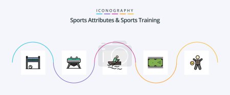 Illustration for Sports Atributes And Sports Training Line Filled Flat 5 Icon Pack Including gym. pool. rowing. pocket. cue - Royalty Free Image