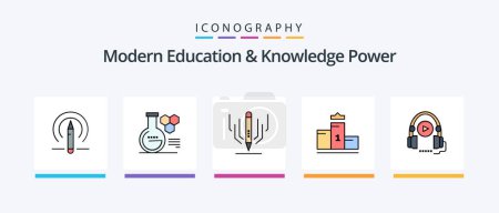 Illustration for Modern Education And Knowledge Power Line Filled 5 Icon Pack Including lab . learning. keyboard. education . astronomy. Creative Icons Design - Royalty Free Image