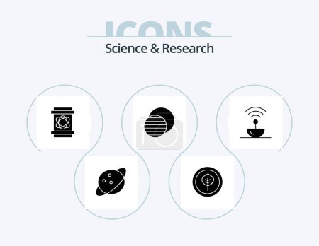 Illustration for Science Glyph Icon Pack 5 Icon Design. signal. steel. science. antenna. space - Royalty Free Image