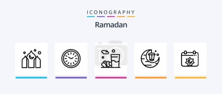 Illustration for Ramadan Line 5 Icon Pack Including . time. speech. iftar. clock. Creative Icons Design - Royalty Free Image