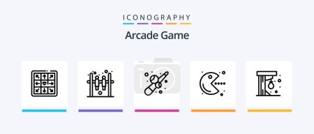 Illustration for Arcade Line 5 Icon Pack Including competition. play. pacman. party. brick. Creative Icons Design - Royalty Free Image