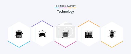 Illustration for Technology 25 Glyph icon pack including email. device. chip. computer. tech - Royalty Free Image