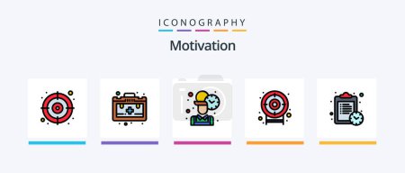 Ilustración de Motivation Line Filled 5 Icon Pack Including . stairs. fishing. business success. editing. Creative Icons Design - Imagen libre de derechos