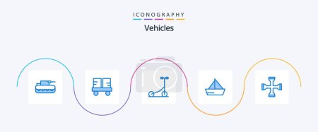 Ilustración de Vehículos Blue 5 Icon Pack Incluye cruz. vehículos. carretilla elevadora. Nave. barco - Imagen libre de derechos