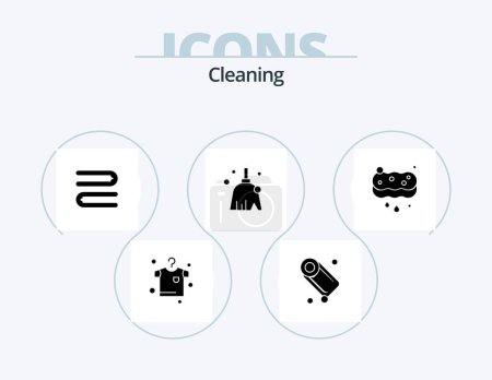 Ilustración de Cleaning Glyph Icon Pack 5 Icon Design. wash. cleaning. cleaning. clean. cleaning - Imagen libre de derechos