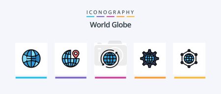 Ilustración de Globe Line Relleno 5 paquete de iconos incluyendo. a nivel mundial. globo. eco. Diseño de iconos creativos - Imagen libre de derechos