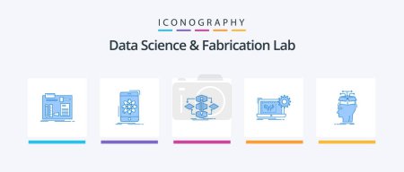 Illustration for Data Science And Fabrication Lab Blue 5 Icon Pack Including electronics. blueprint. research. process. method. Creative Icons Design - Royalty Free Image