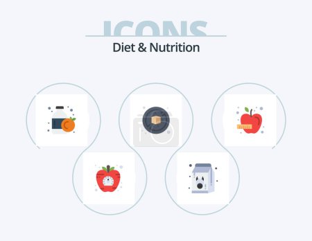 Ilustración de Paquete plano del icono de la dieta y de la nutrición 5 diseño del icono. dieta. caja. saludable. dieta. frasco - Imagen libre de derechos