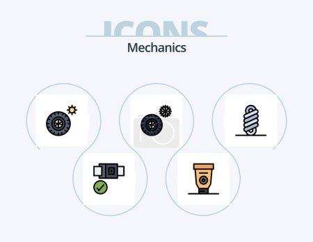 Téléchargez les illustrations : Mechanics Line Filled Icon Pack 5 Icon Design. . . winter. wheel. car - en licence libre de droit