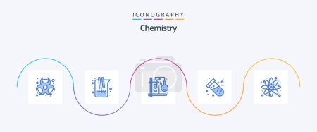 Illustration for Chemistry Blue 5 Icon Pack Including atom. test. lab. science. formula - Royalty Free Image