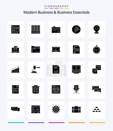 Illustration for Creative Modern Business And Business Essentials 25 Glyph Solid Black icon pack  Such As credit. card. archive. banking. folders - Royalty Free Image