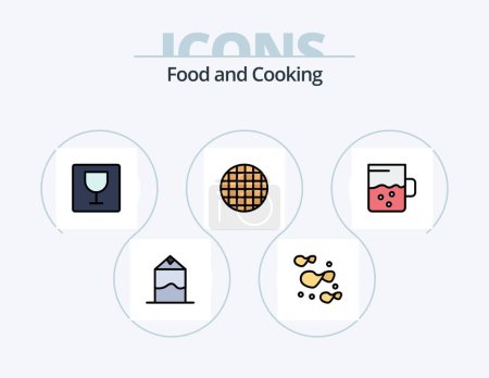 Téléchargez les photos : Food Line Filled Icon Pack 5 Icon Design. . drink. chips. cup. viennese - en image libre de droit