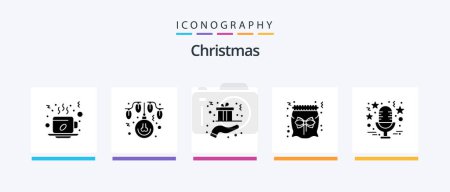 Téléchargez les illustrations : Christmas Glyph 5 Icon Pack Including gift. candy. lights. bag. hand. Creative Icons Design - en licence libre de droit