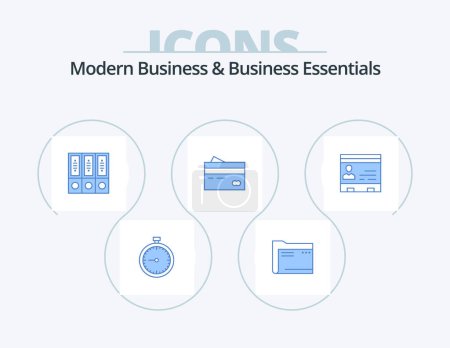 Téléchargez les illustrations : Modern Business And Business Essentials Blue Icon Pack 5 Icon Design. database. archive. archive. files. file - en licence libre de droit