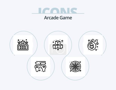 Ilustración de Arcade Line Icon Pack 5 Icon Design. game. bomb. fun. play. fun - Imagen libre de derechos