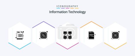 Illustration for Information Technology 25 Glyph icon pack including file. crypto. processing. code. local - Royalty Free Image
