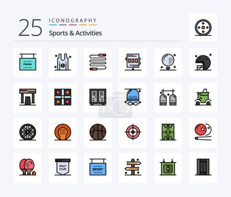Téléchargez les illustrations : Sports & Activities 25 Line Filled icon pack including activities. game. fitness. chronometer. activities - en licence libre de droit