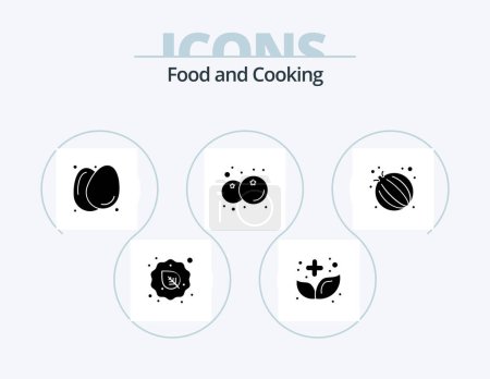 Téléchargez les illustrations : Food Glyph Icon Pack 5 Icon Design. healthy. food. herbal. blueberry. food - en licence libre de droit